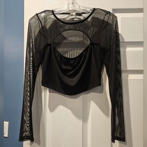 Blue Blush Mesh Crop Top